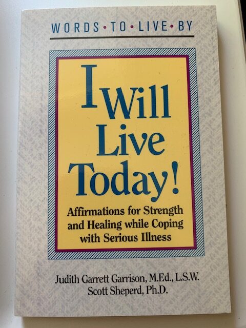 A book cover with the words " i will live today !"